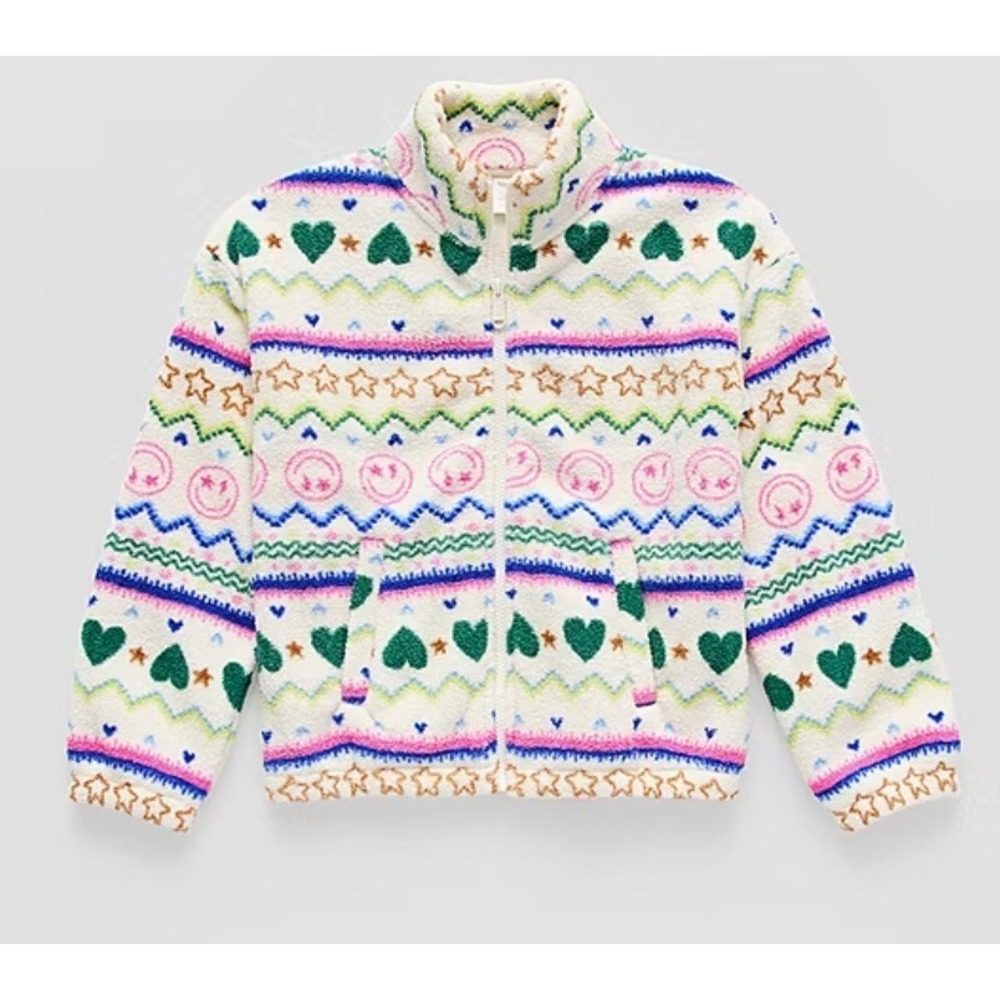 Thereabouts Girls Sherpa Jacket Soft Colorful Happy Girls XL 16